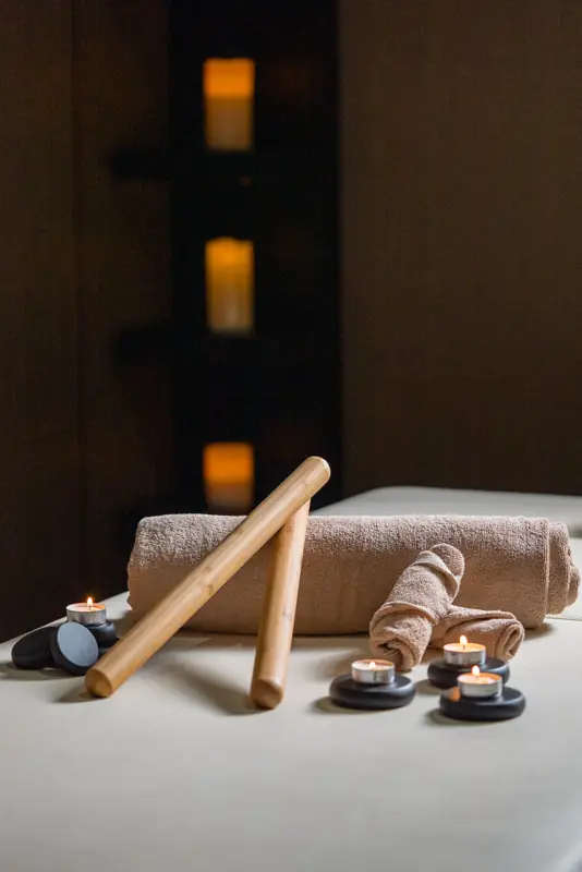 Massage set in candlelight
